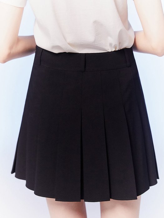 Button Detail Pleats Mini Skirt  Black (KE3327M055)
