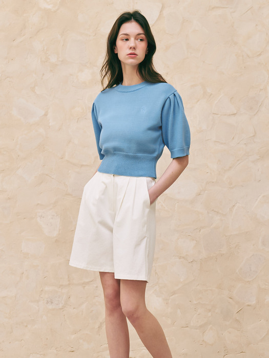 BALLOON SHORT SLEEVE KNIT SOFT BLUE