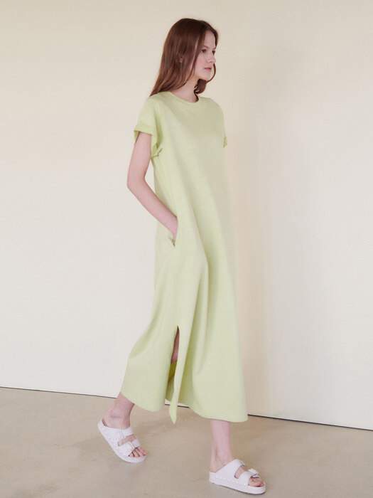 AVEC HACIE COTTON LONG DRESS [LIME]