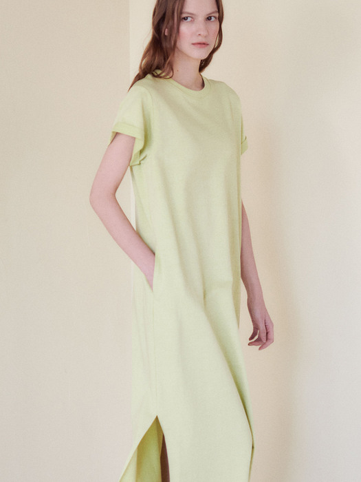 AVEC HACIE COTTON LONG DRESS [LIME]