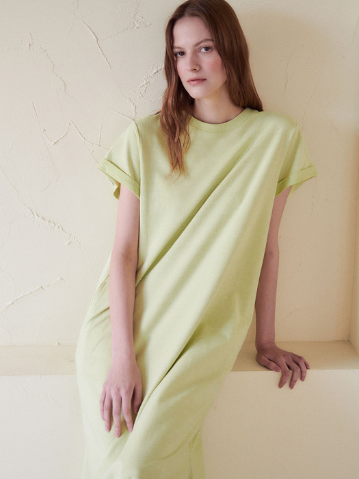 AVEC HACIE COTTON LONG DRESS [LIME]