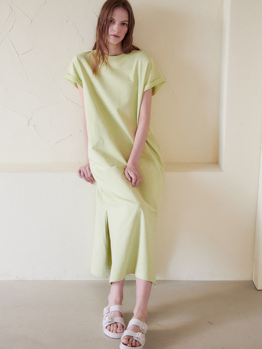 AVEC HACIE COTTON LONG DRESS [LIME]