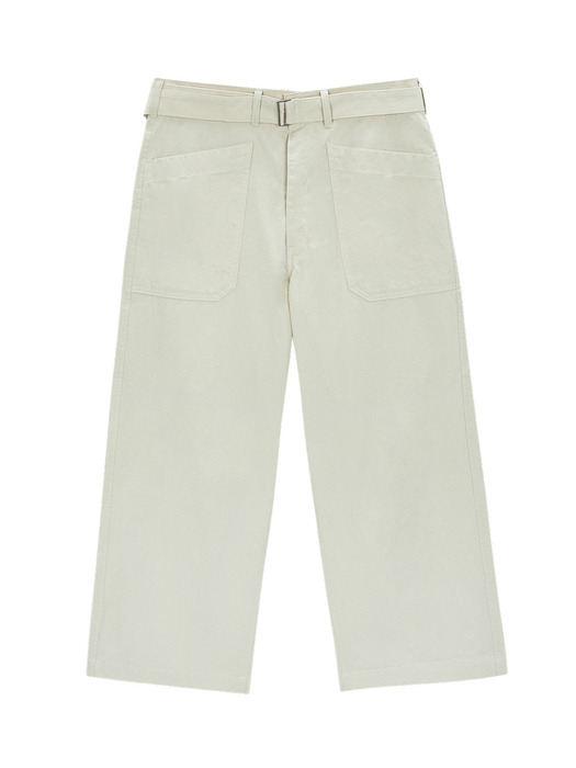 Belted wide nine pants (beige)
