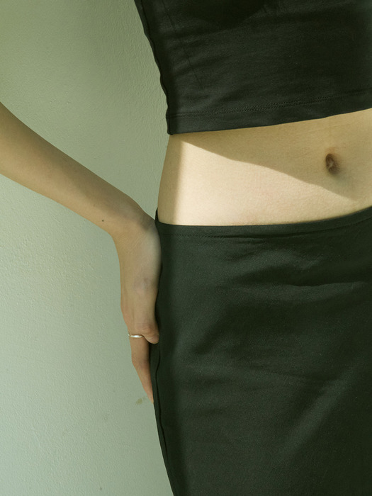 Linen long skirt / Black