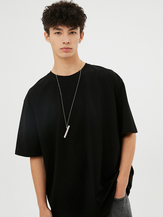 UNISEX, Argyle Hole Sleeve T-shirt / Black