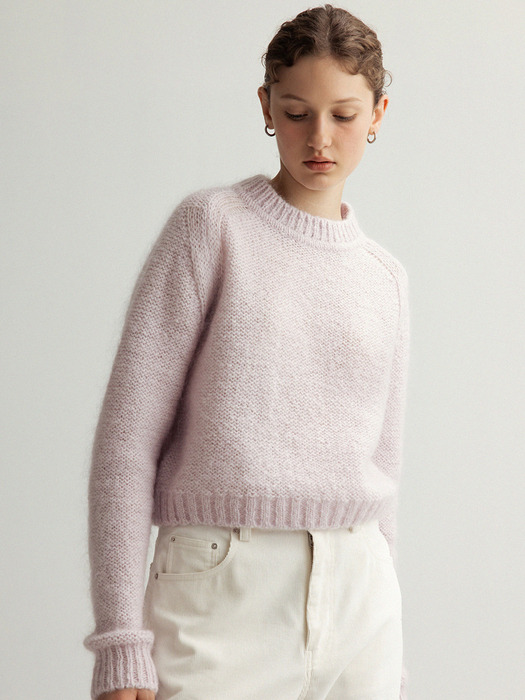 kid mohair scarlet crop knit (lavender)