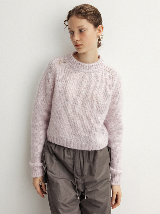 kid mohair scarlet crop knit (lavender)