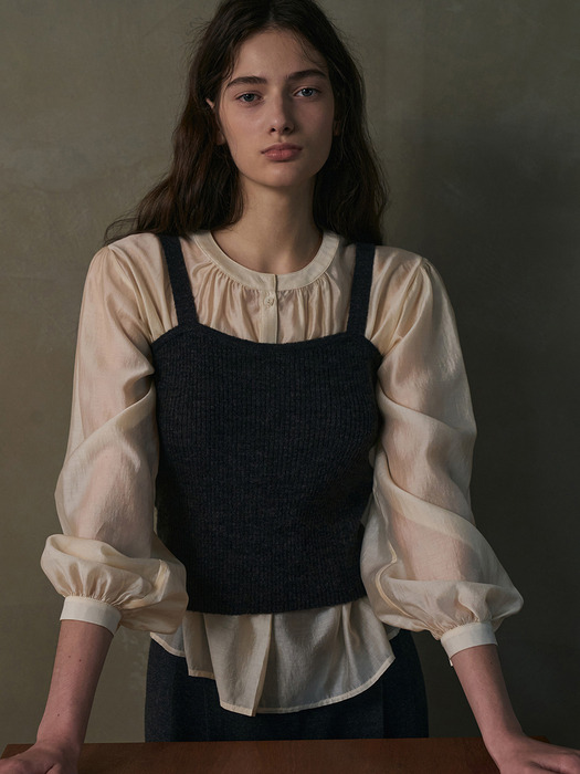 Ribbed Solid Sleeveless[LMBEAU23KN229]-Charcoal