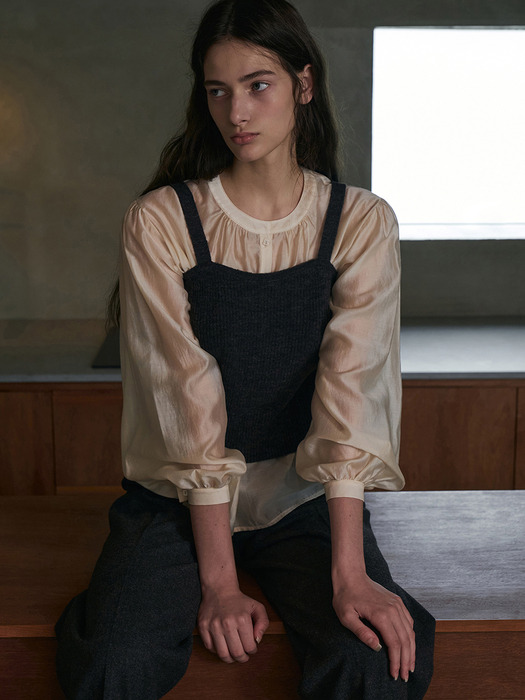 Ribbed Solid Sleeveless[LMBEAU23KN229]-Charcoal