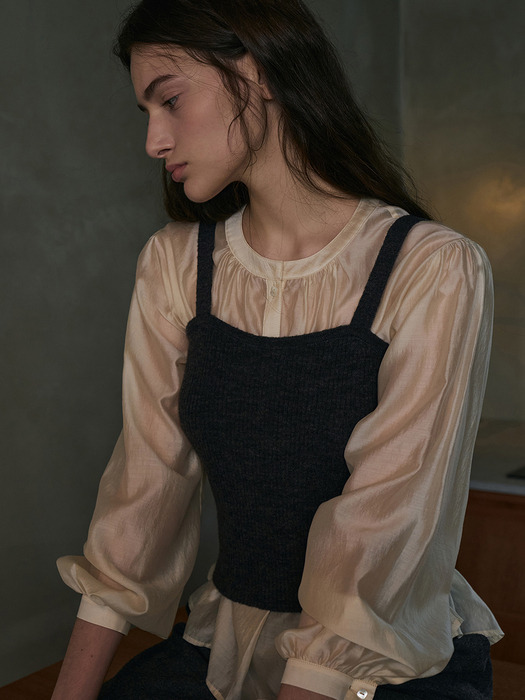 Ribbed Solid Sleeveless[LMBEAU23KN229]-Charcoal