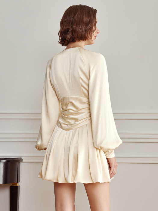 YY_Butter pleats waist short dress