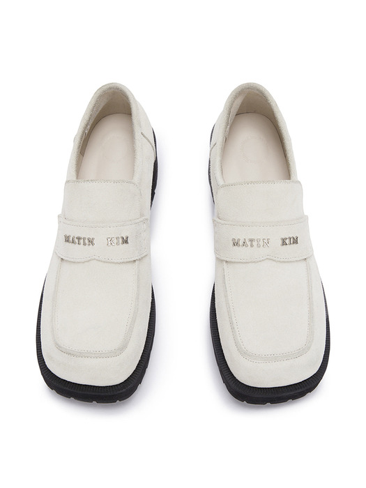 MATIN SQUARE SUEDE LOAFER IN IVORY