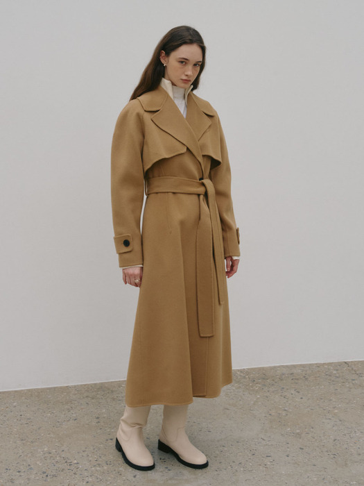 DIANA Cashmere Blended Handmade Trench Coat_Camel