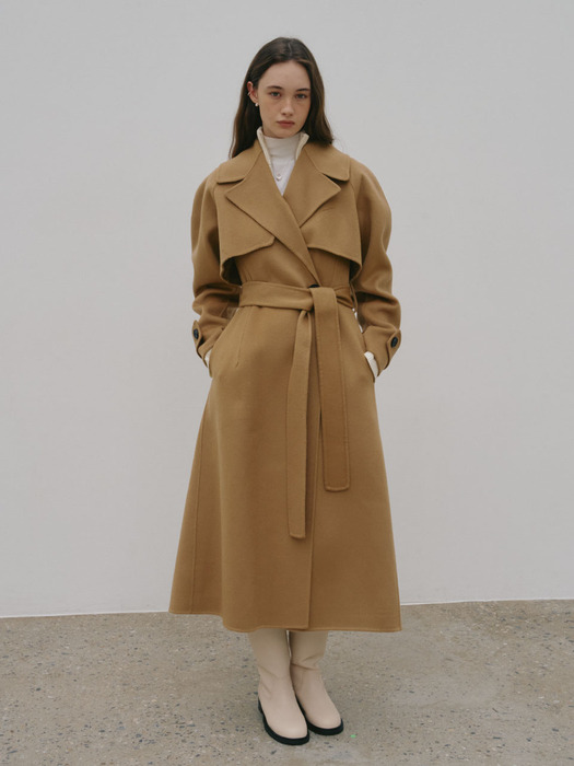 DIANA Cashmere Blended Handmade Trench Coat_Camel