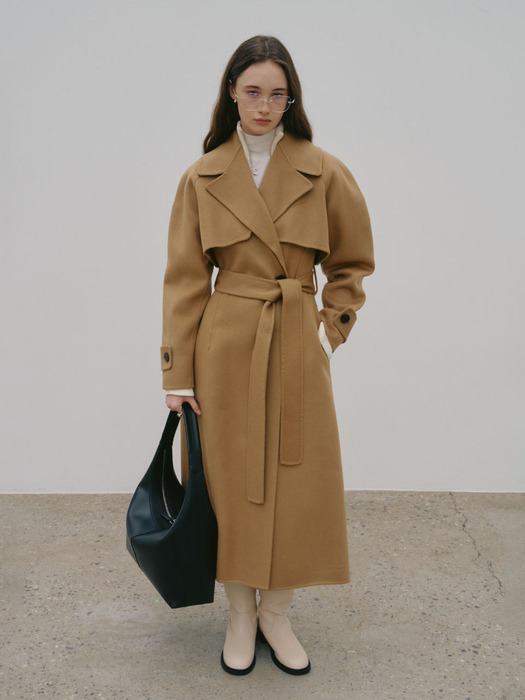 DIANA Cashmere Blended Handmade Trench Coat_Camel