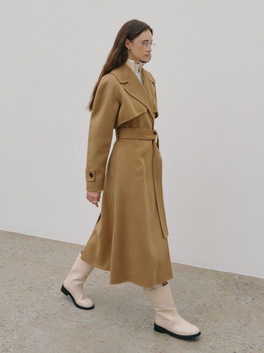 DIANA Cashmere Blended Handmade Trench Coat_Camel