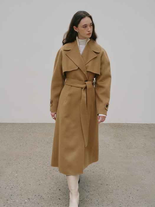 DIANA Cashmere Blended Handmade Trench Coat_Camel