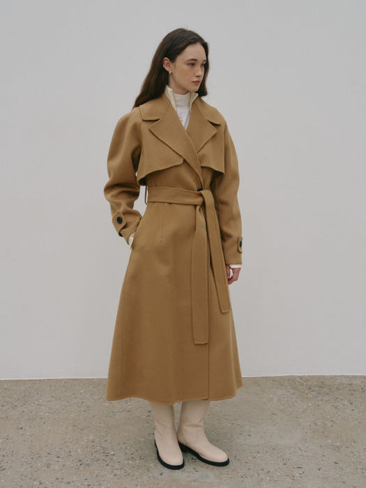 DIANA Cashmere Blended Handmade Trench Coat_Camel