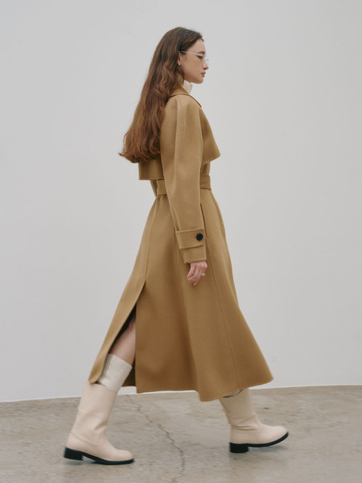 DIANA Cashmere Blended Handmade Trench Coat_Camel