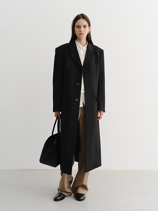 UNISEX 2-WAY 3 BUTTON CASHMERE COAT BLACK_UDCO5D121BK