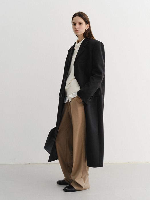 UNISEX 2-WAY 3 BUTTON CASHMERE COAT BLACK_UDCO5D121BK