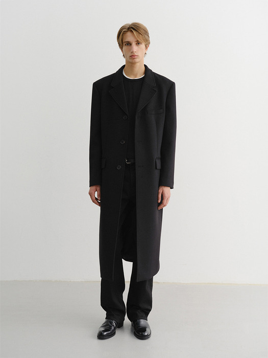 UNISEX 2-WAY 3 BUTTON CASHMERE COAT BLACK_UDCO5D121BK