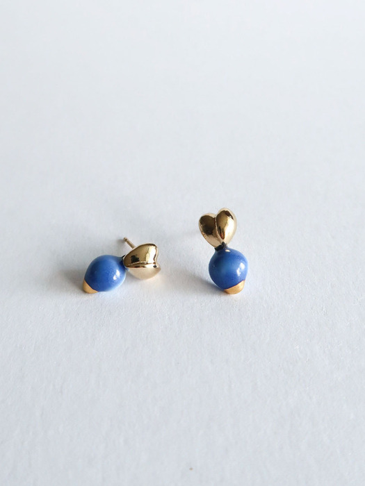 Heart bell earring [DOL blue ornament]