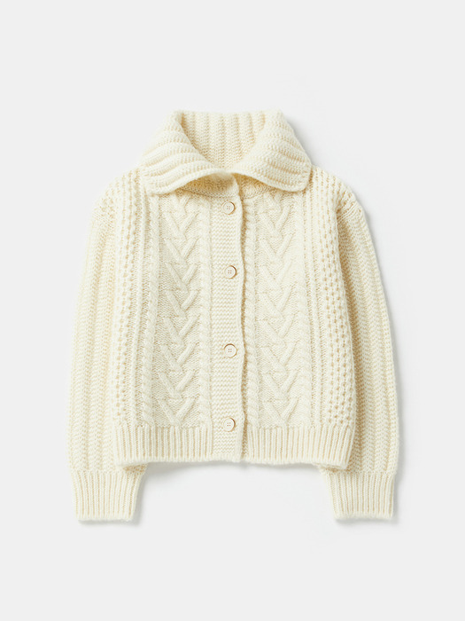 sera cable wool heavy cardigan-cream