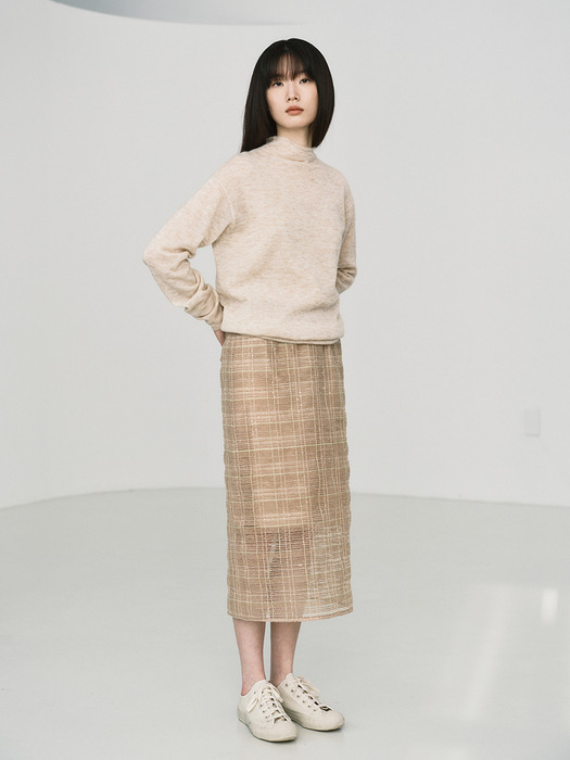 MOHAIR BLENDED LIGHT SWEATER TOP_PALE BEIGE