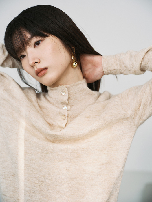 MOHAIR BLENDED LIGHT SWEATER TOP_PALE BEIGE