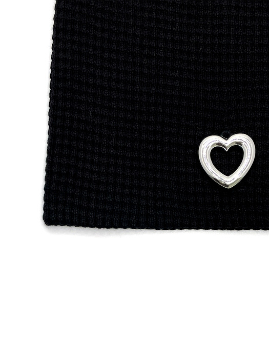 Heart Summer Knit Beanie [Black]