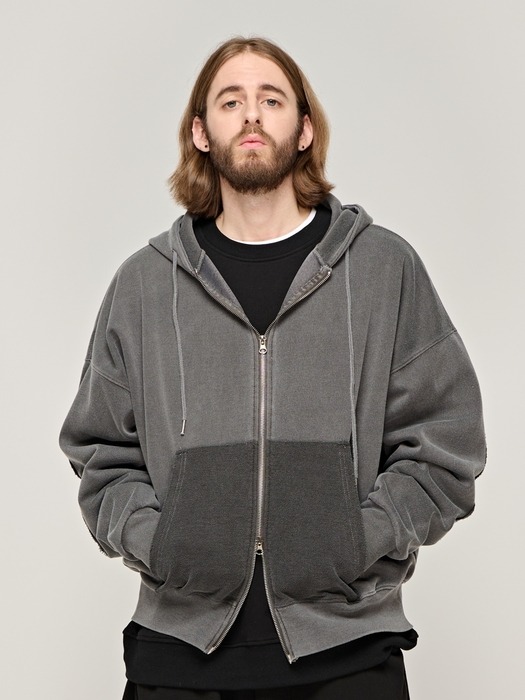 CB PIGMENT PADDED OVER HOOD ZIP UP (CHARCHOL)