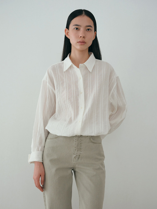 sheer stripe shirt (ivory)