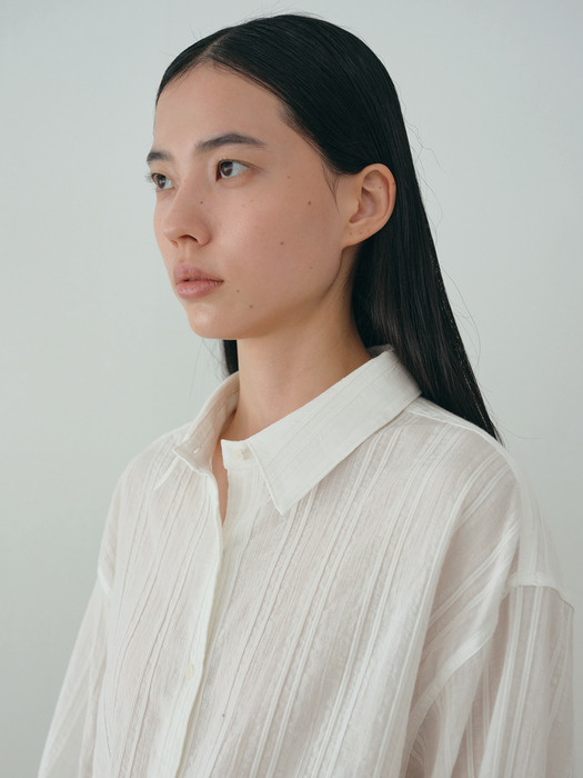 sheer stripe shirt (ivory)