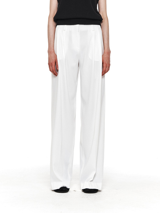 TWO TUCK WIDE PANTS (WHITE)