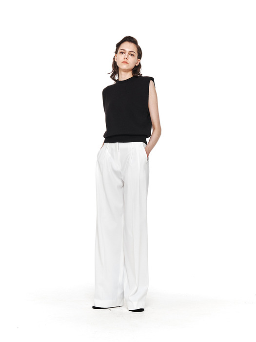 TWO TUCK WIDE PANTS (WHITE)