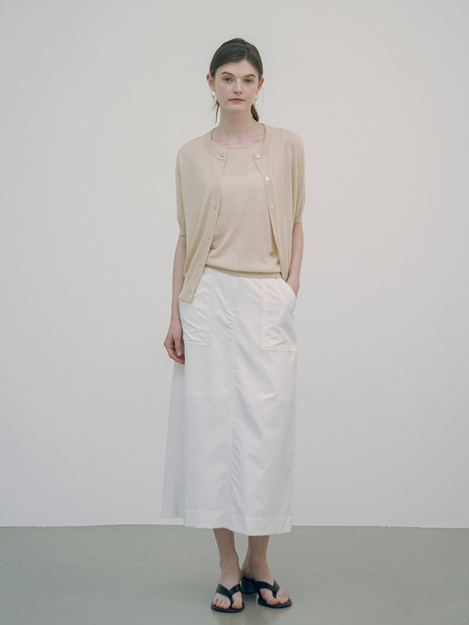 SIKN2115 시스루 반팔 니트 가디건_Light beige