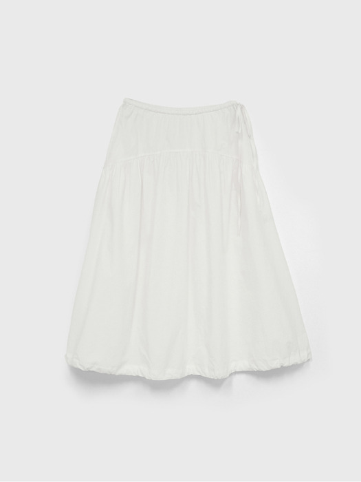 Shirring volume Stopper Skirt White