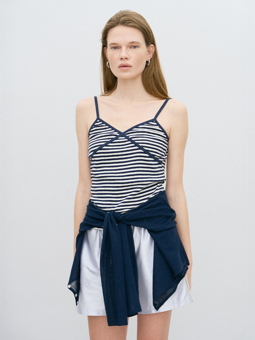 Stripe Scotch Sleeveless_(Navy)