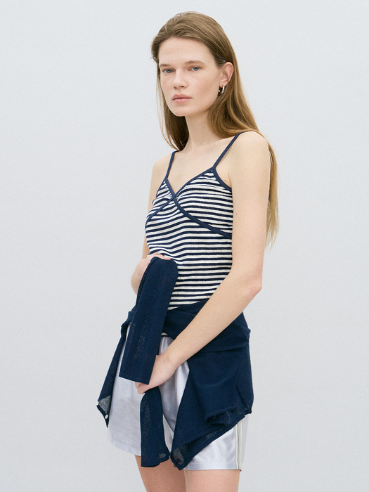 Stripe Scotch Sleeveless_(Navy)