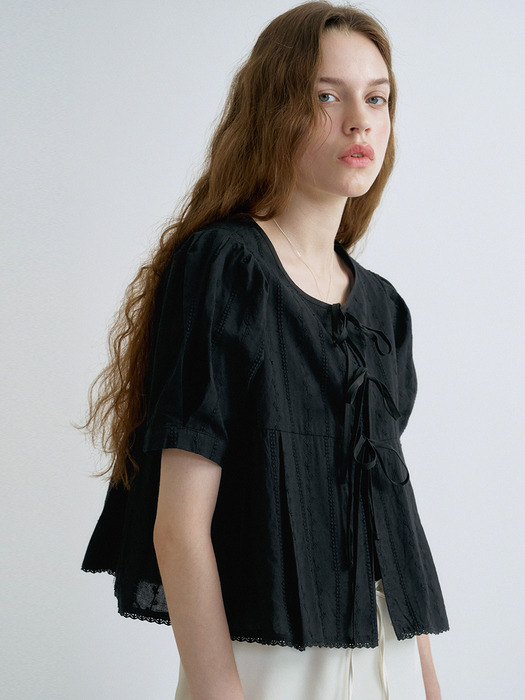 S Lovely Silhouette Ribbon Blouse_Black