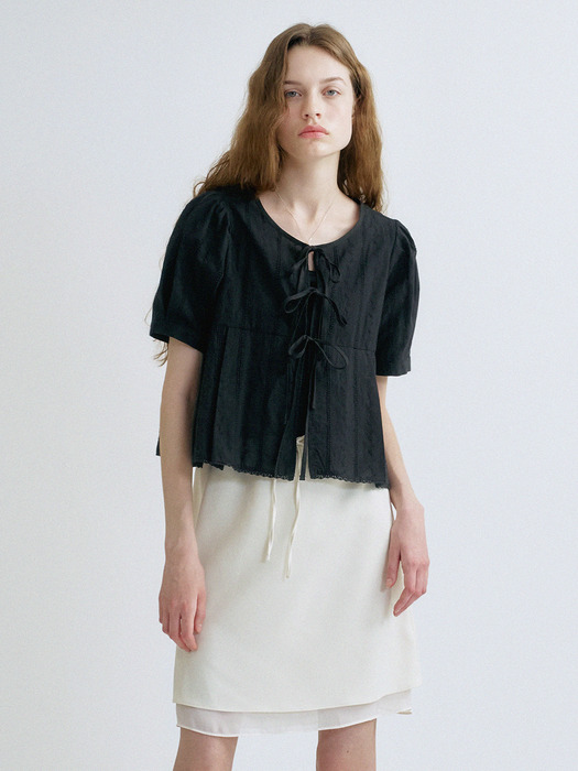 S Lovely Silhouette Ribbon Blouse_Black