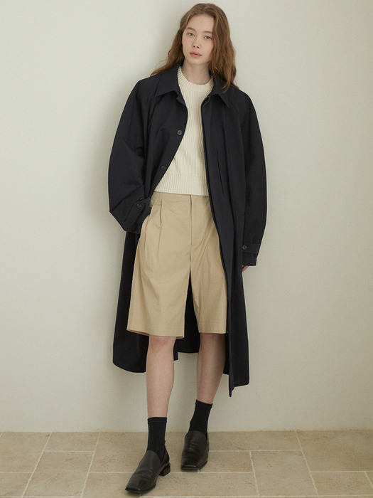 Cotton trench coat (navy)