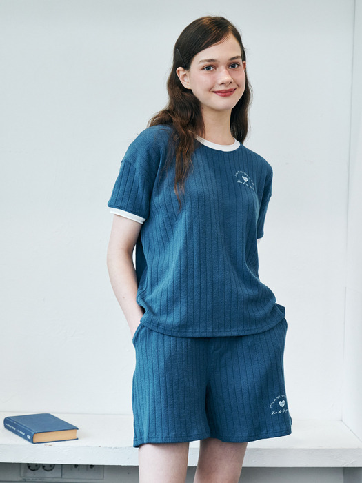 MET summer knit round t-shirt blue