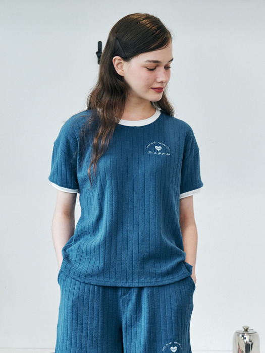 MET summer knit round t-shirt blue