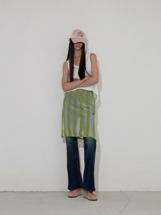 STRIPE KNIT SKIRT [GREEN]