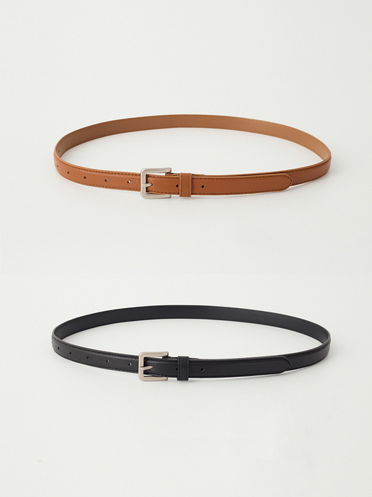 square buckle leather belt_2 colors