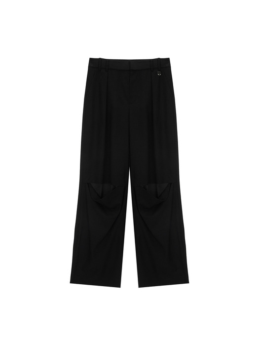 KNEE CUT OUT DETAIL TROUSER IN BLACK