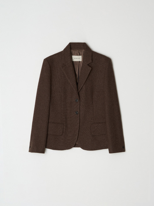 Wool overfit single jacket - Brown