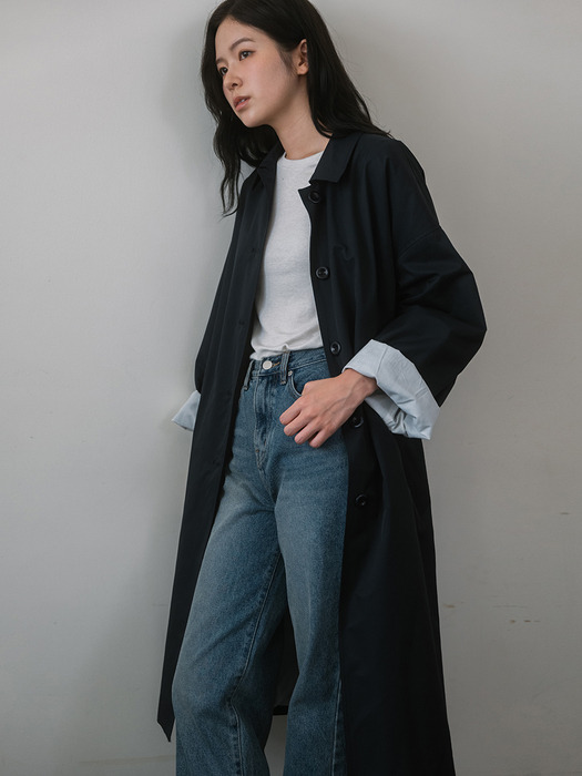 Over long Trench Coat - Navy